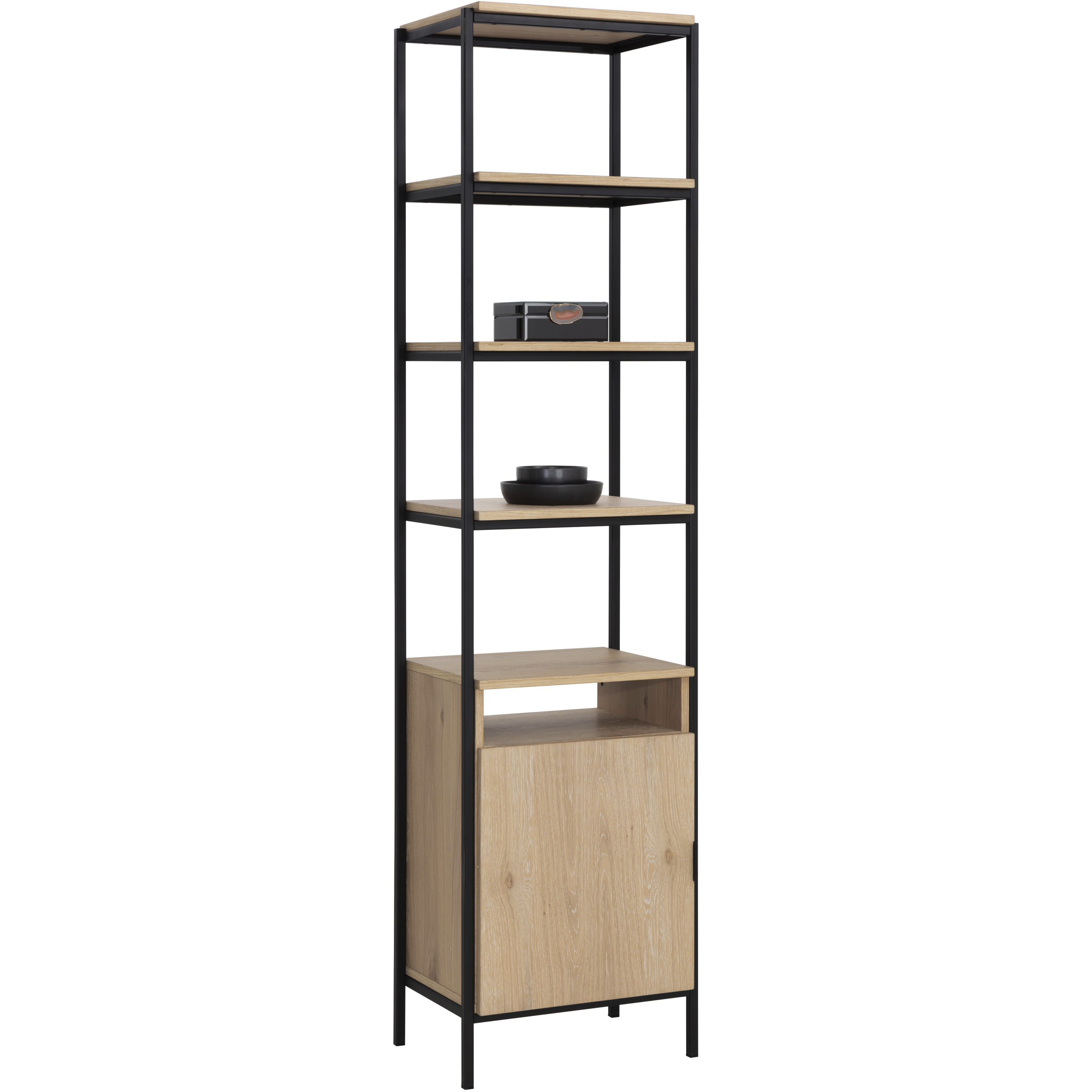 Ambrose Rustic Oak / Black Modular Bookcase, Small